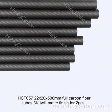 22x20x500mm Tubos de fibra de carbono mate 100% sarga